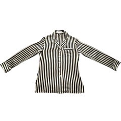 OLIVIA VON HALLE 3 PCS Signature Striped Silk Luxury Lounge Home Suit & Mask XS