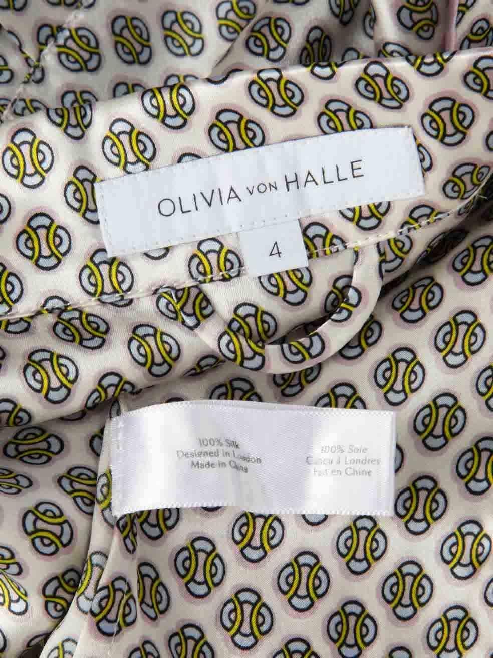 Olivia Von Halle Abstraktes Seidenhemd-Nachtkleid Größe L im Angebot 3