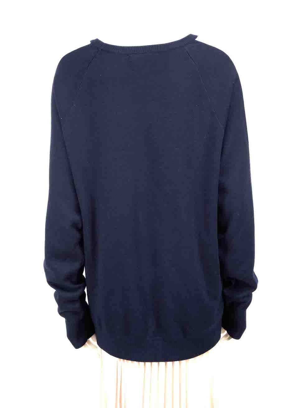 Olivia Von Halle Blue Silk Knit Oversized Jumper Size M In Good Condition For Sale In London, GB