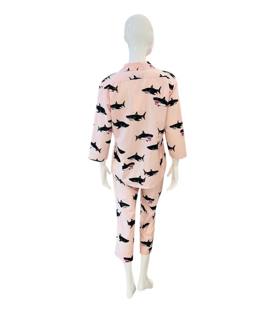 Women's Olivia Von Halle Cotton & Silk Shark Print Pyjamas For Sale
