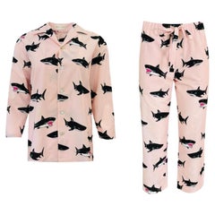 Olivia Von Halle Cotton & Silk Shark Print Pyjamas
