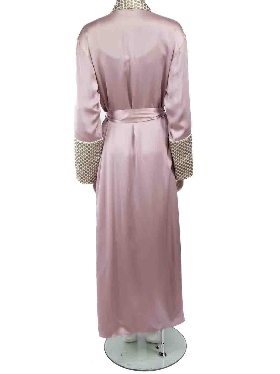 Olivia Von Halle Lilac Silk Dressing Gown Size L In Good Condition For Sale In London, GB