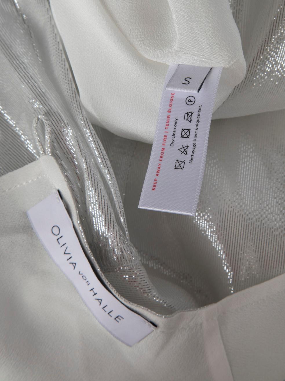 Olivia Von Halle Silver Silk Midi Dress Size S 2