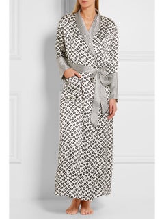OLIVIA VON HALLE Timeless Animal Silk Print Dressing Gown Robe M/L