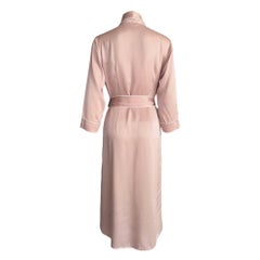OLIVIA VON HALLE Timeless Belted Blush Pink Silk Dressing Gown Robe XS/S