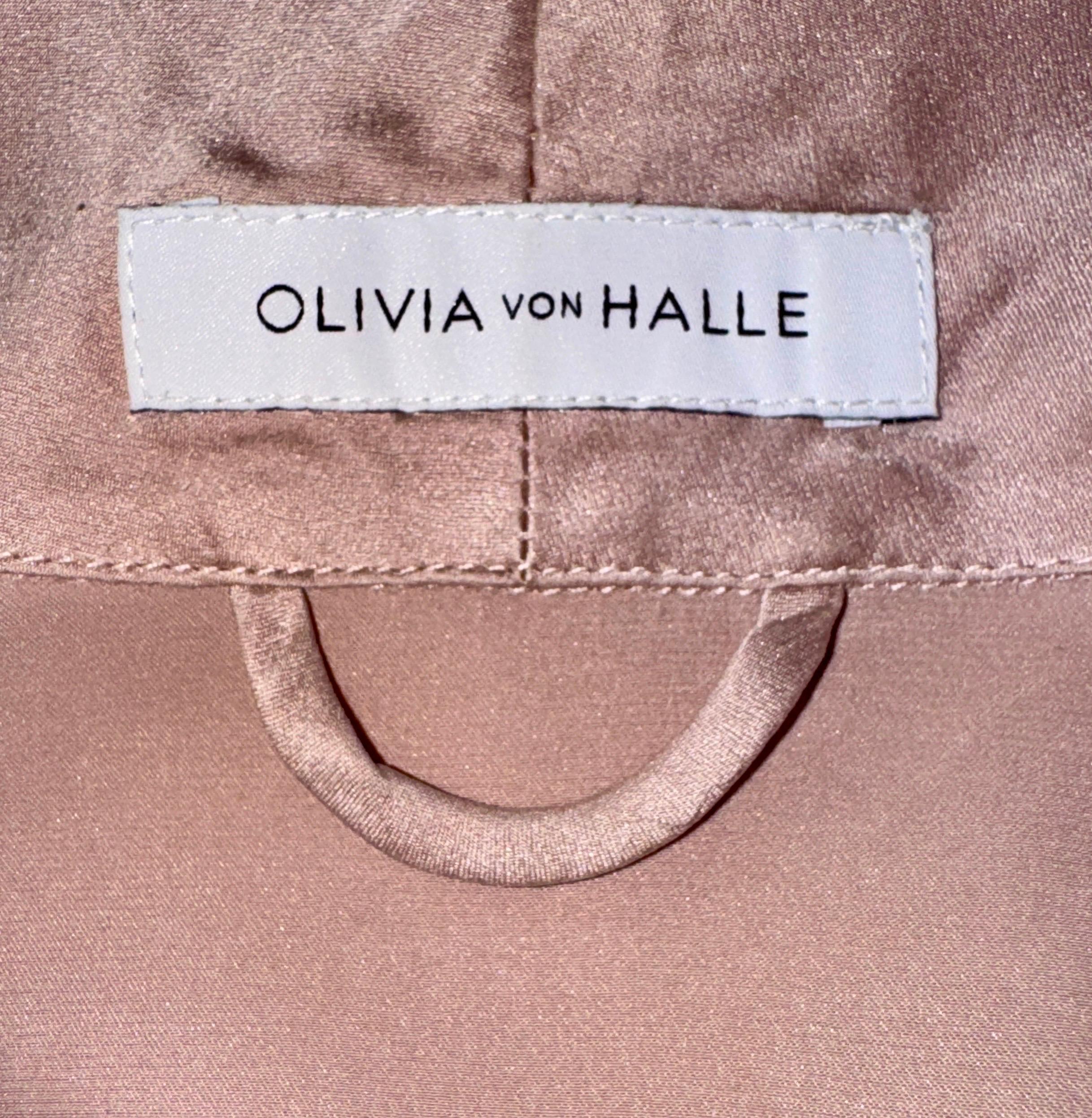 OLIVIA VON HALLE Bata intemporal de seda rosa rubor con cinturón XS/S en venta 2