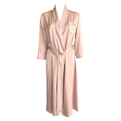OLIVIA VON HALLE Timeless Belted Blush Pink Silk Dressing Gown Robe XS/S
