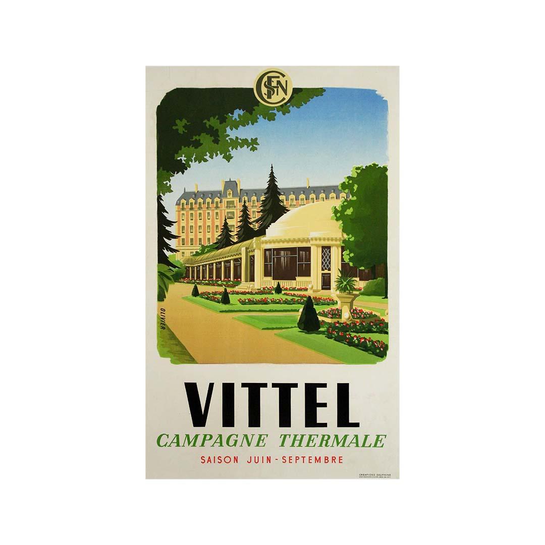 Circa 1940 original travel poster - SNCF - Thermal Spa Vittel - Print by Olivier