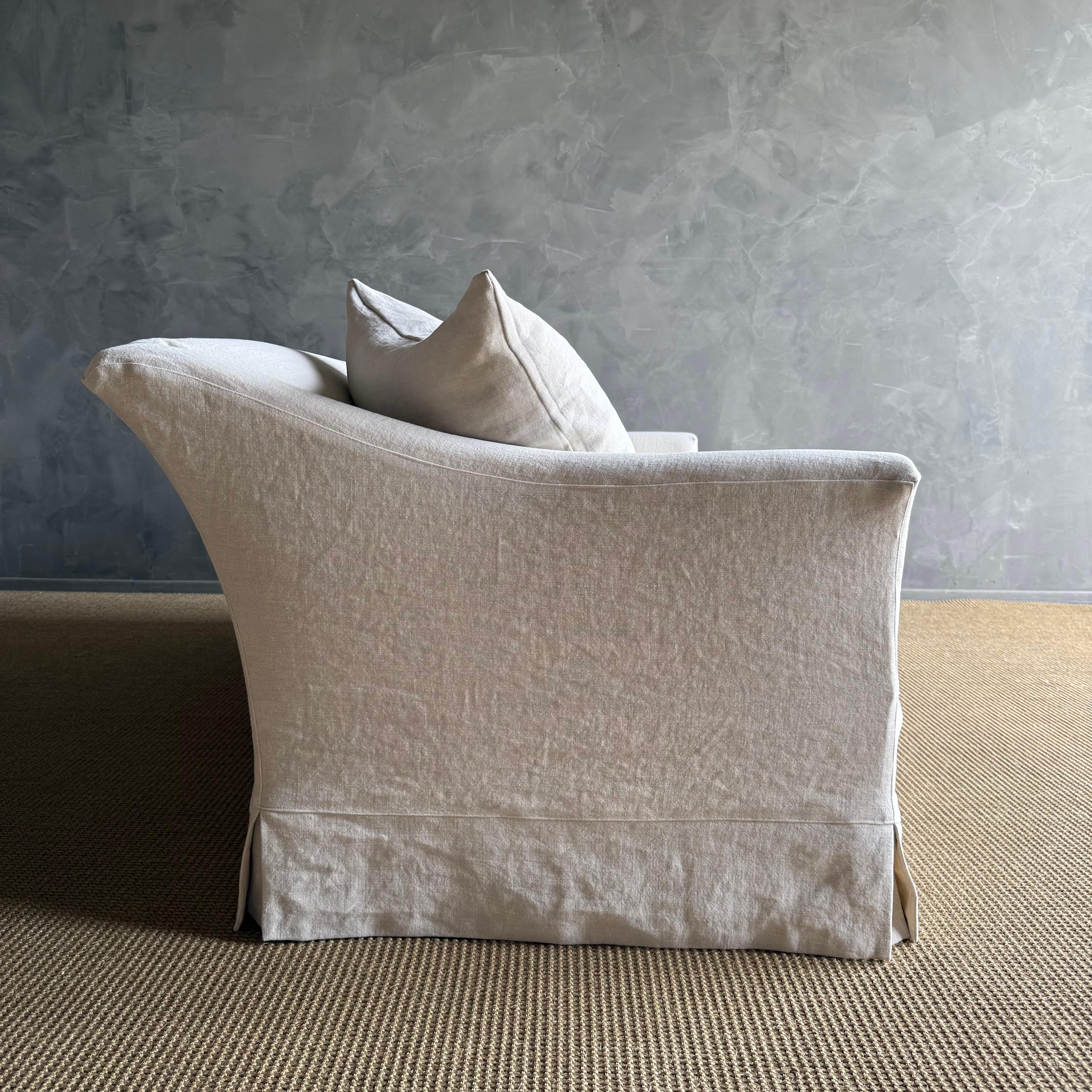 Olivier Belgian Style Slip Covered Sofa in 100% Linen For Sale 5