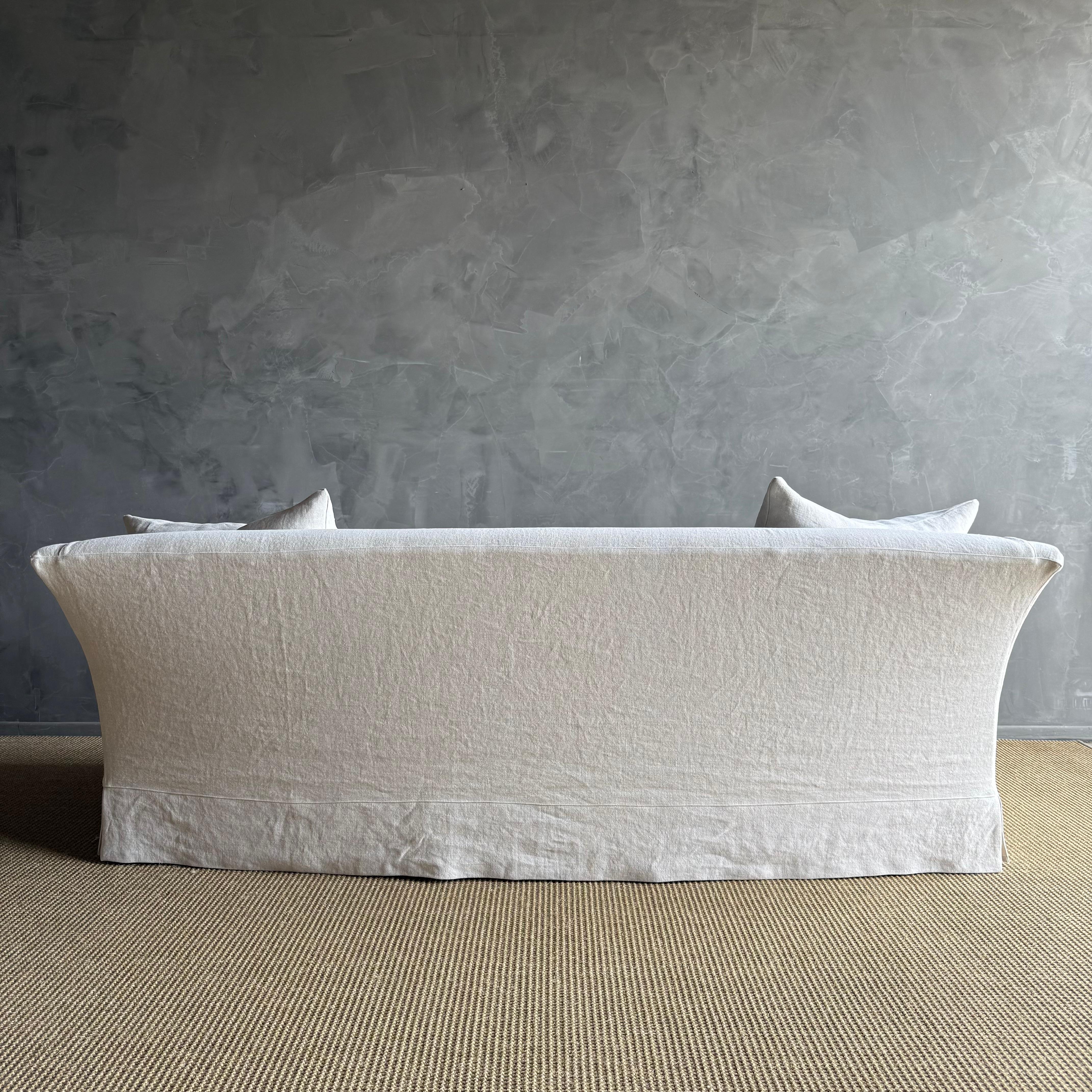 Olivier Belgian Style Slip Covered Sofa in 100% Linen For Sale 6