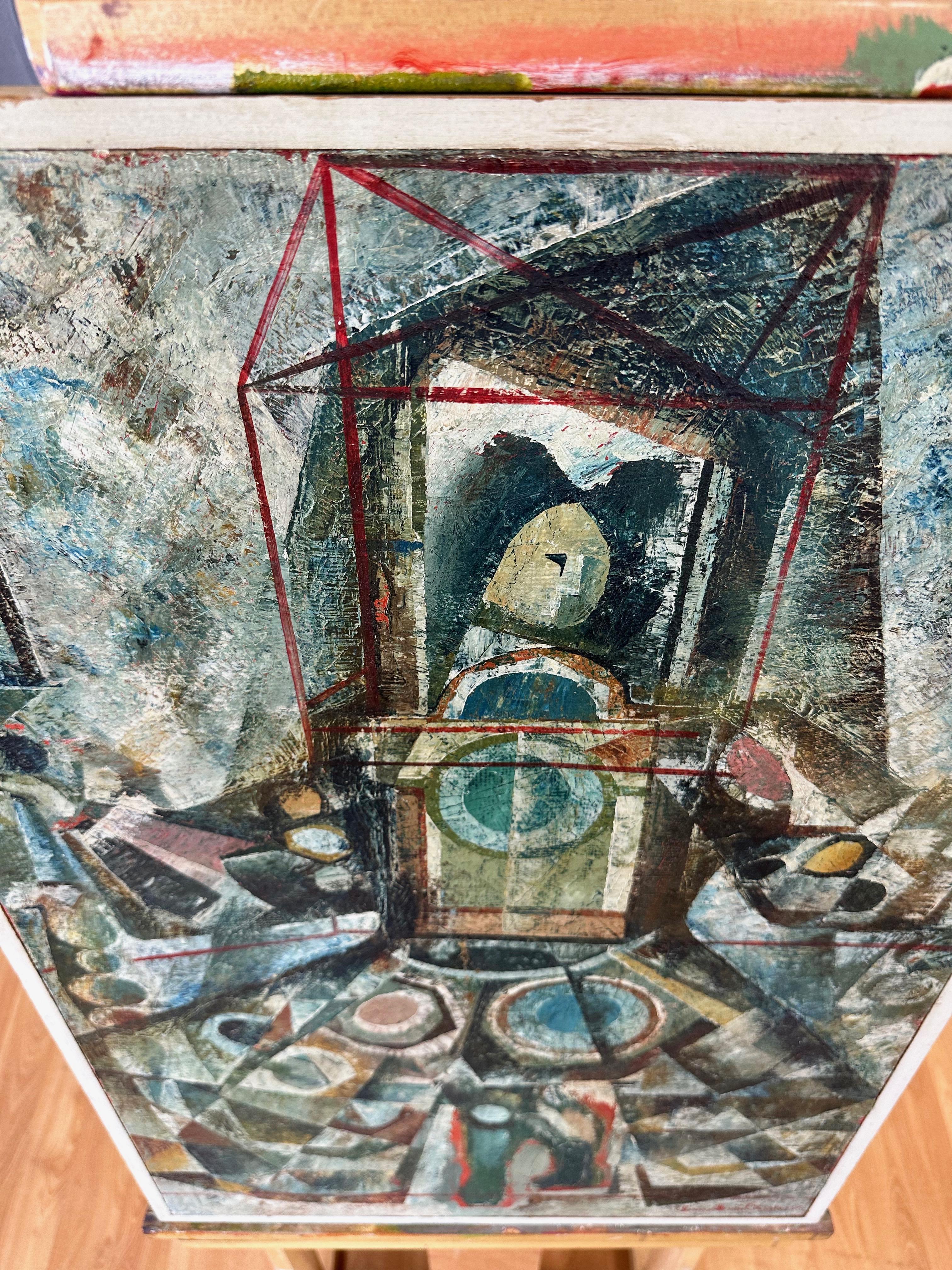 Peinture à l'huile cubiste sur toile, Olivier Charles, Prince Aldobrandini, 1956 en vente 6