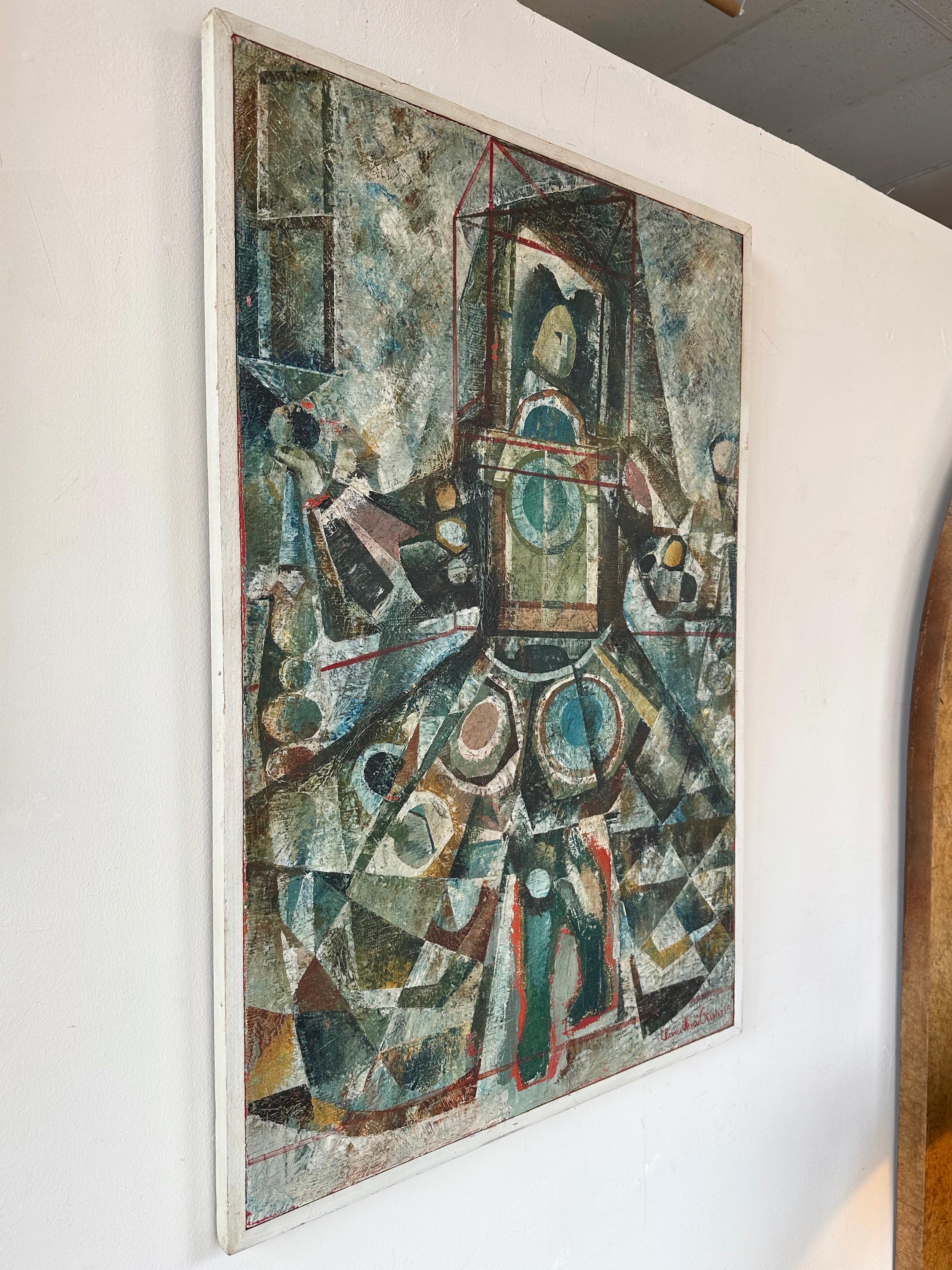 Olivier Charles, “Prince Aldobrandini”, Cubist Oil Painting on Canvas, 1956 For Sale 7