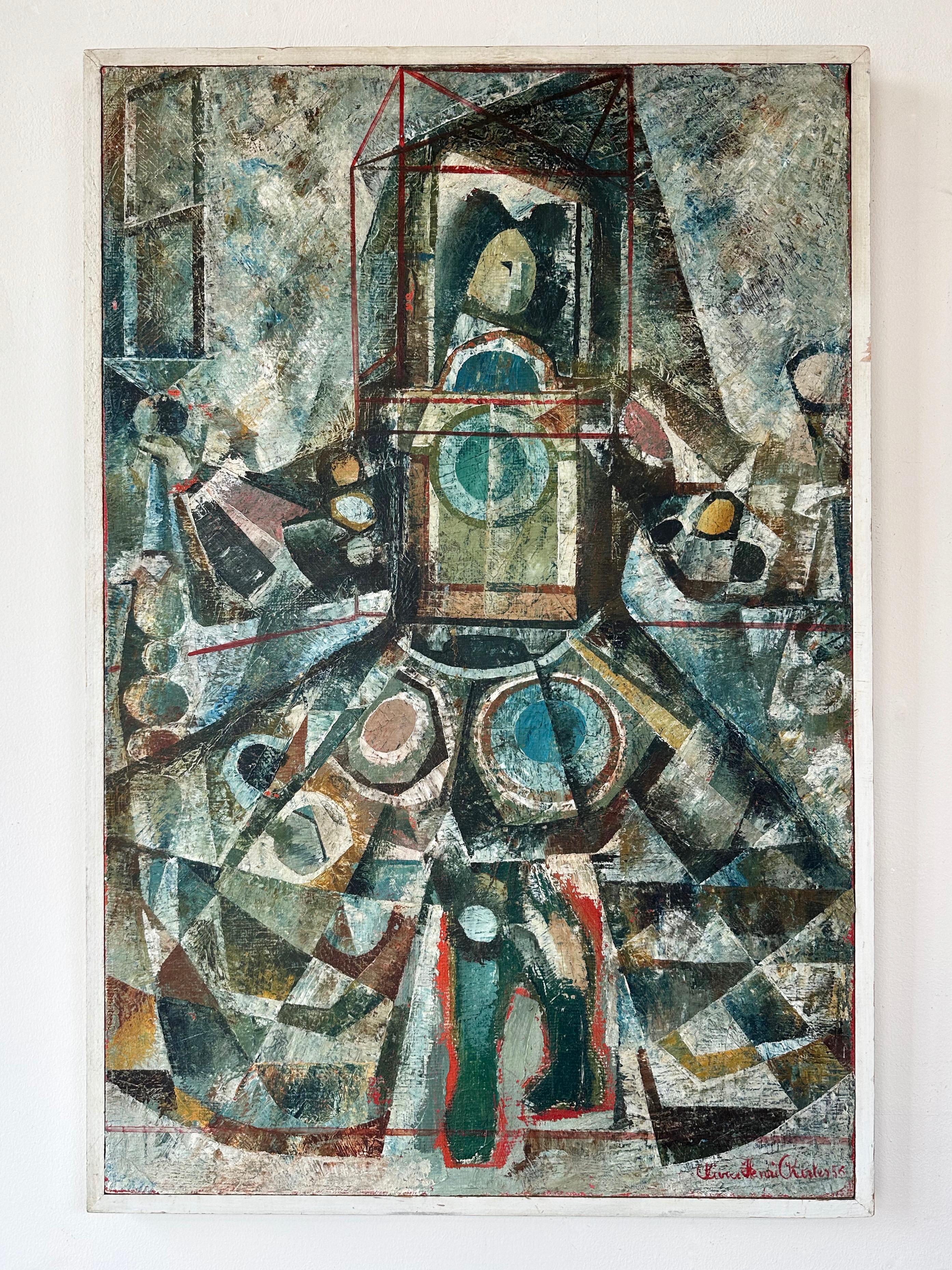 Olivier Charles, “Prince Aldobrandini”, Cubist Oil Painting on Canvas, 1956 For Sale 8