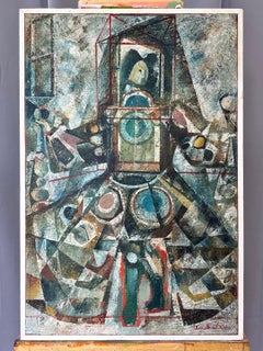 Olivier Charles, “Prince Aldobrandini”, Cubist Oil Painting on Canvas, 1956