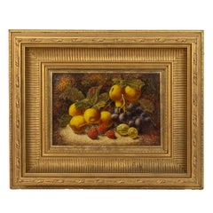 Fruit Composition on a mossy bank, oil on wood, signed lower right
