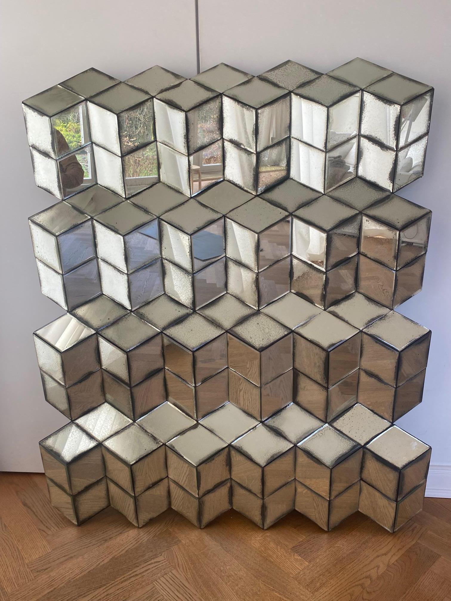Homage to Vasarely- mirror sculpture by artist and designer Oliver de Schrijver For Sale 1