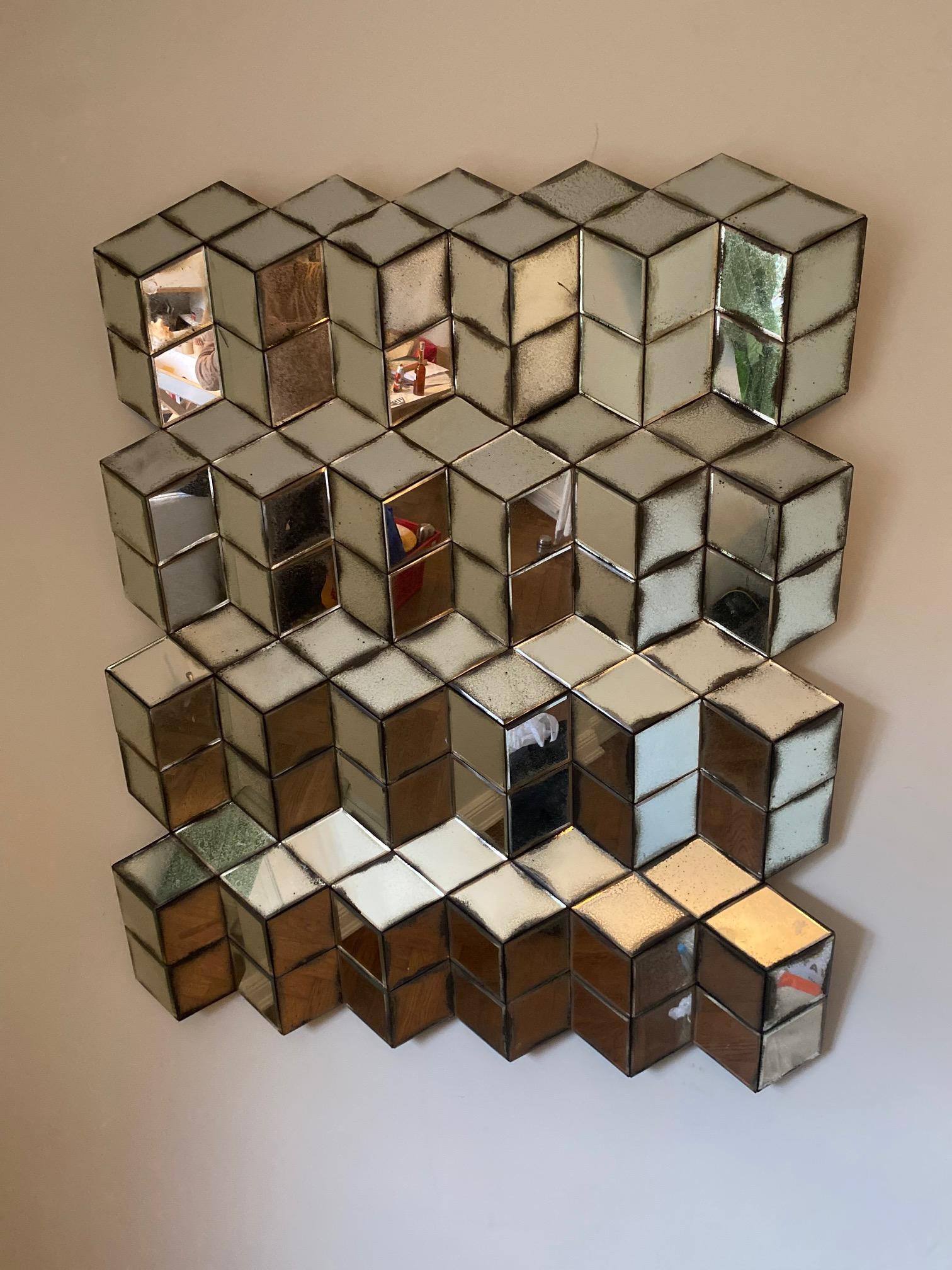 Homage to Vasarely- mirror sculpture by artist and designer Oliver de Schrijver