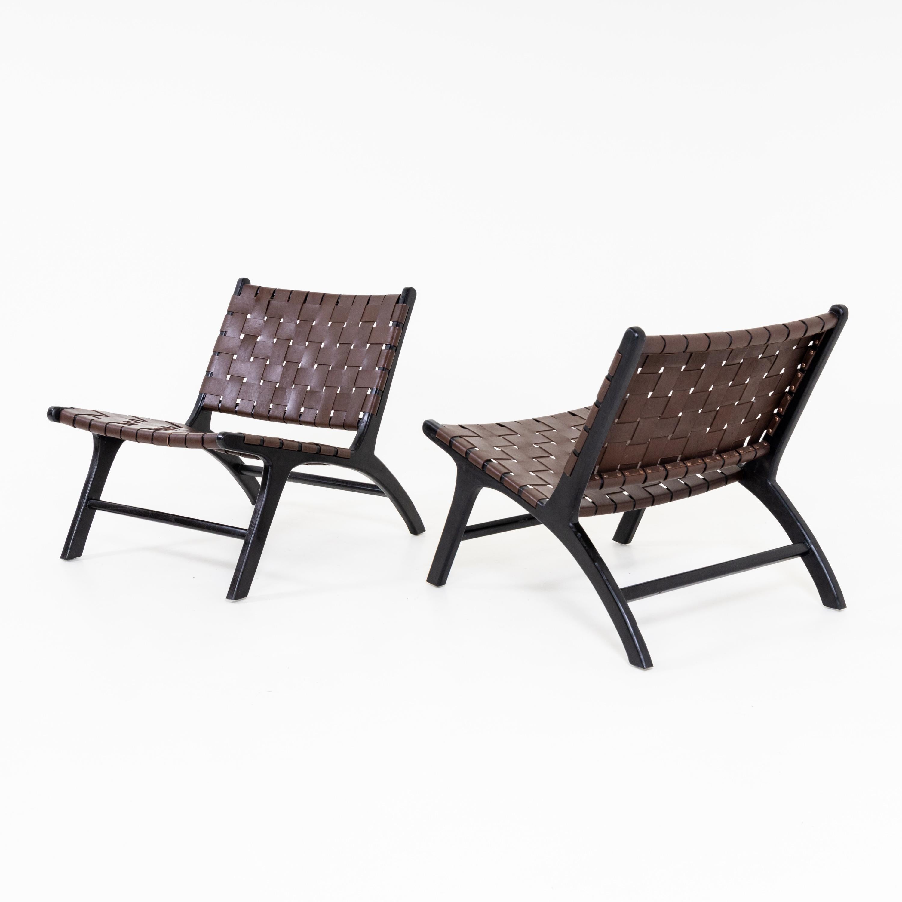 Belgian Olivier de Schrijver, Lounge Chairs with Leather Cover, 20th Century