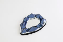 Signed by Olivier De Schrijver, Blue Teardrop Shaped Relief Contemporary Mirror