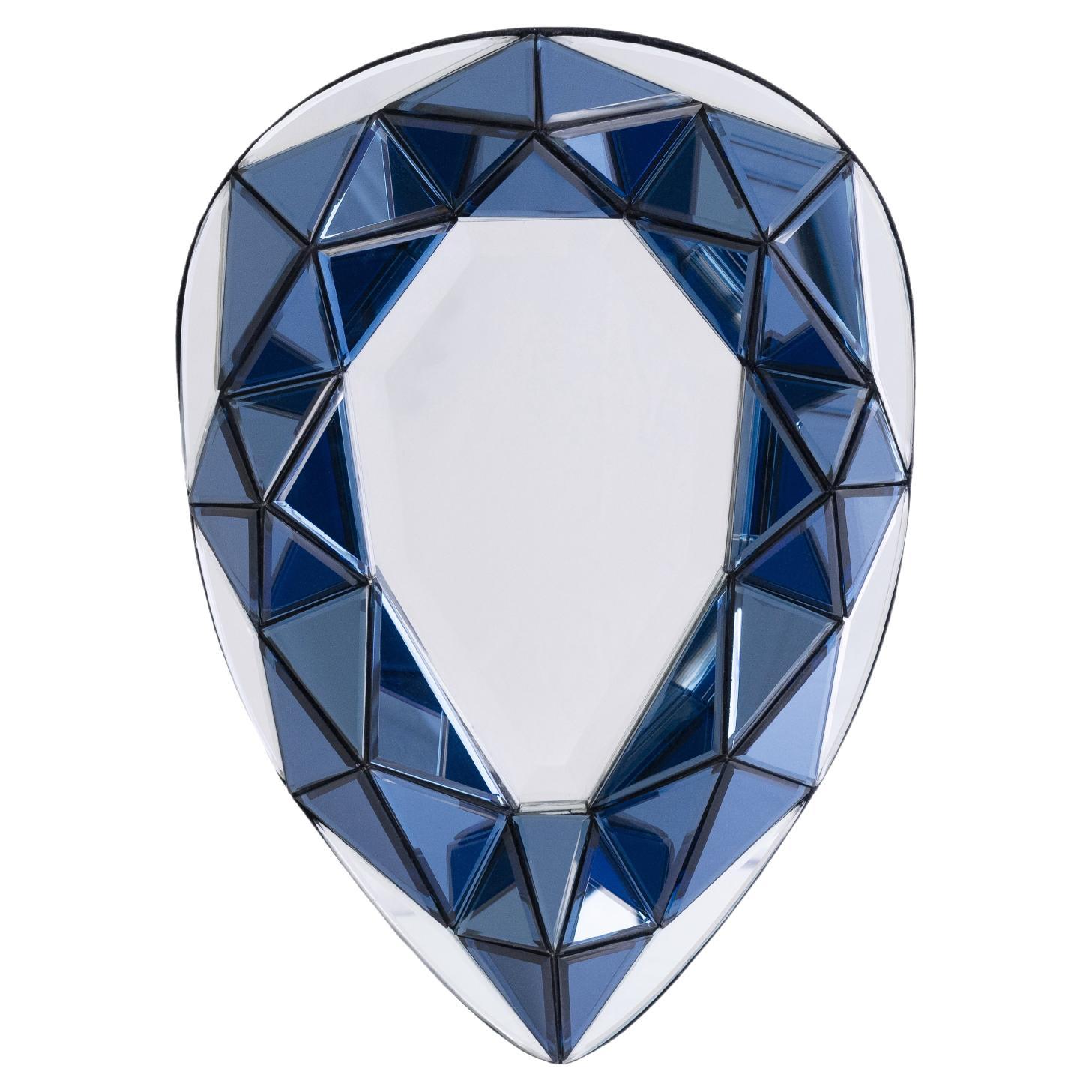 Signed by Olivier De Schrijver - Blue Teardrop Shaped Relief Contemporary Mirror