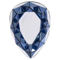 Signed by Olivier De Schrijver - Blue Teardrop Shaped Relief Contemporary Mirror