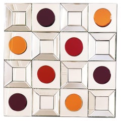 Olivier De Schrijver, Specchio contemporaneo a composizione geometrica colorata, firmato