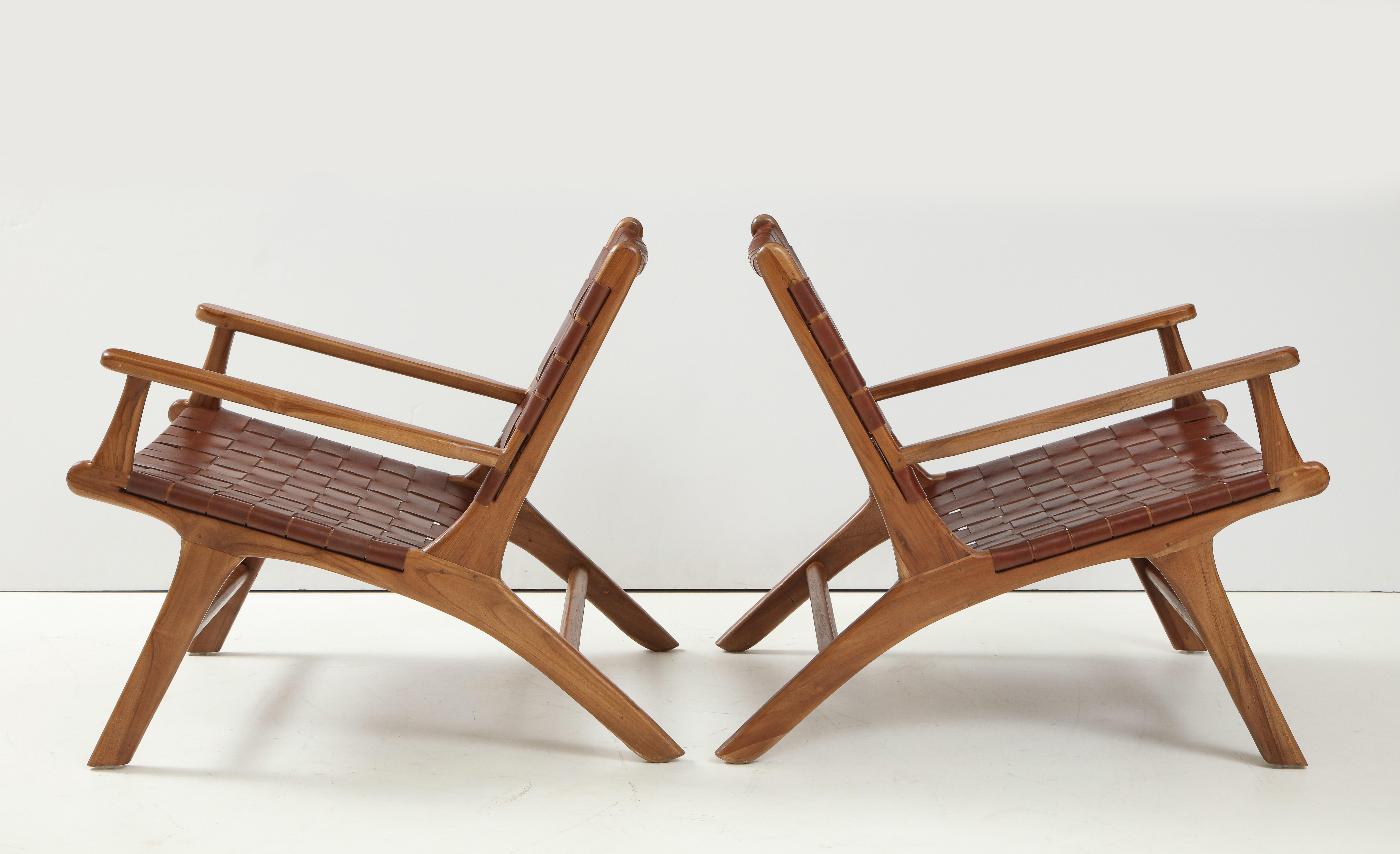 Woven Olivier De Schrijver, 'Hollywood' Leather Armchairs, Belgium, Signed & Numbered For Sale