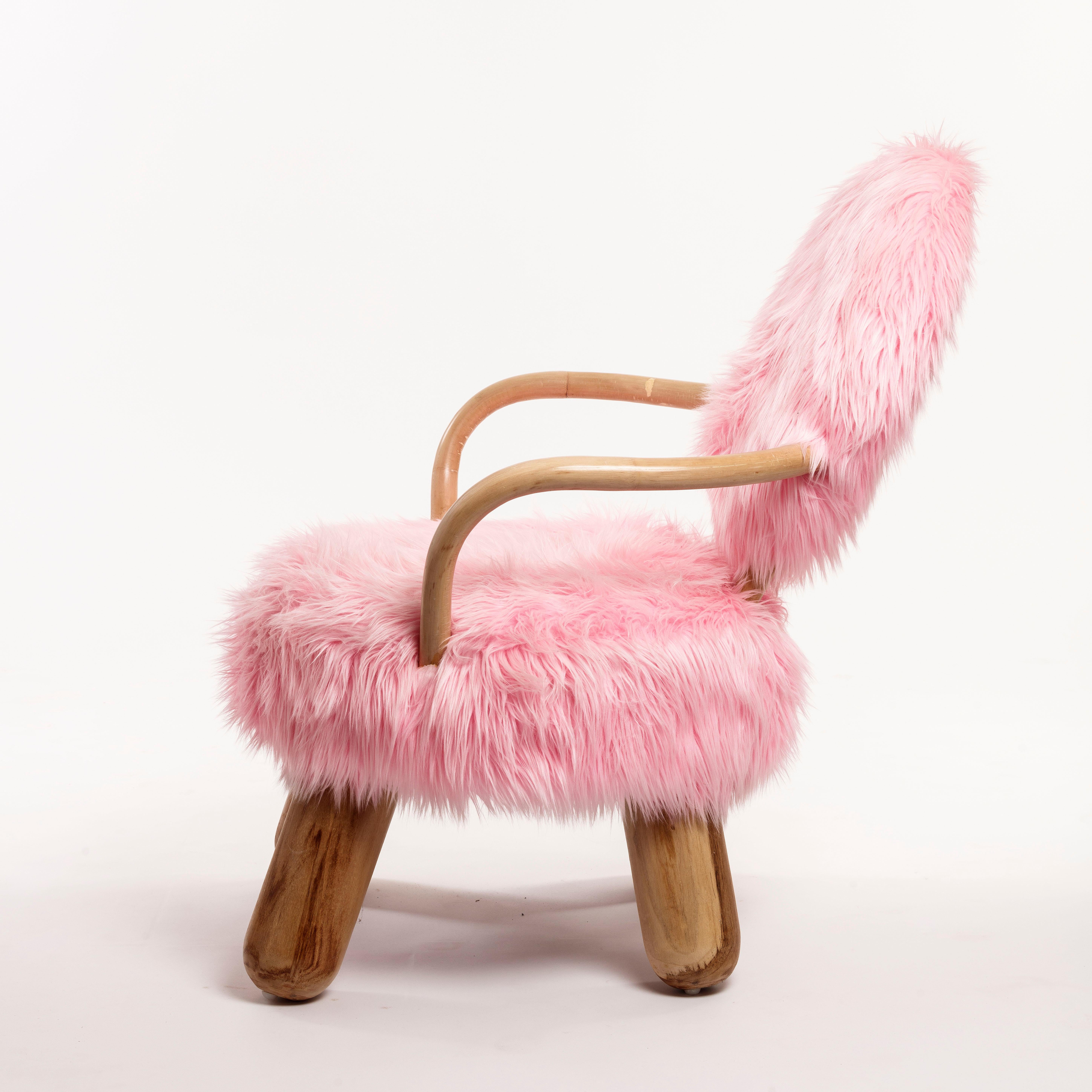 pink faux fur chair
