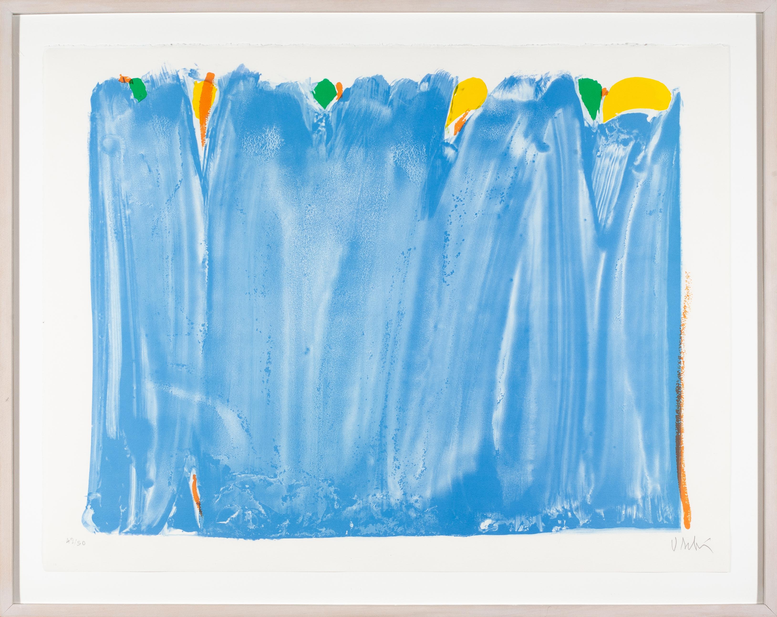 Olivier Debre Abstract Print - Signe paysage blue
