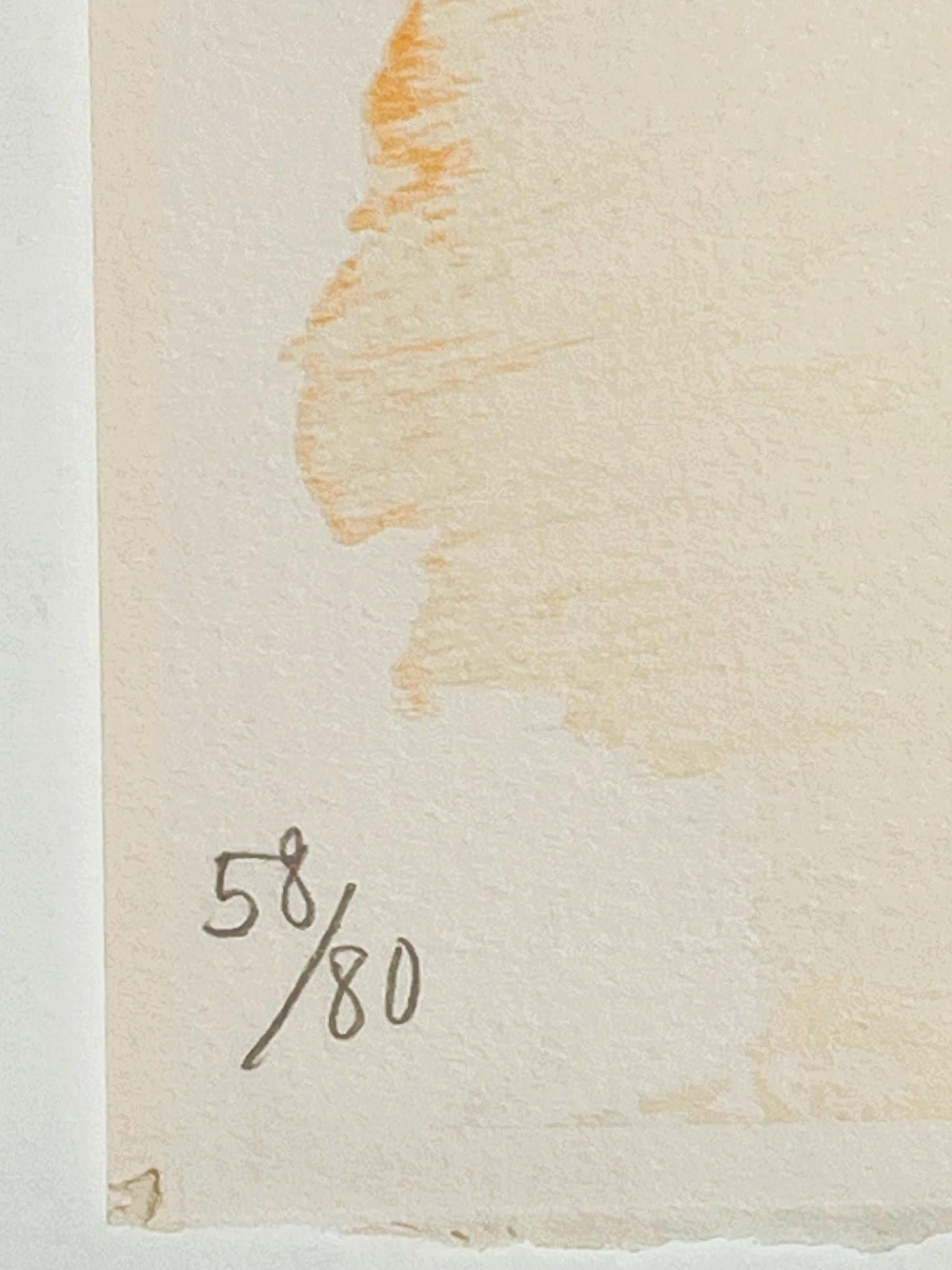 The Red Curtain - Orange Abstract Print by Olivier Debre