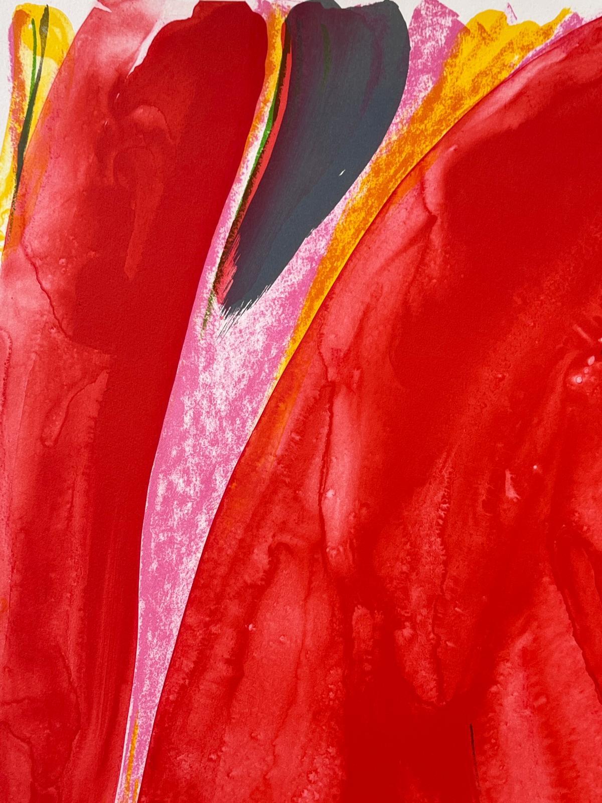 The Red Curtain (Satie) - Abstract Print by Olivier Debre