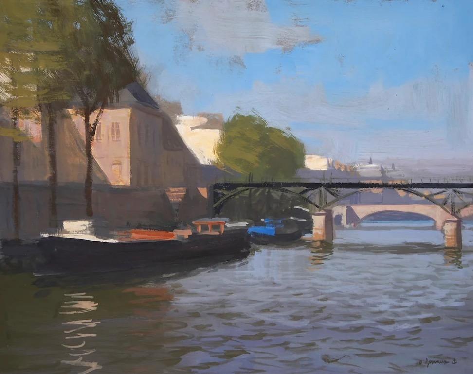 Le pont des Arts - Paris - Painting by Olivier Desvaux