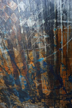 "7ème pas vague" astratto, vernice a spruzzo pigmenti su  Wood 128x88cm