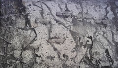 "A la bataille" abstract, spray varnish pigments on  wood 250x90cm