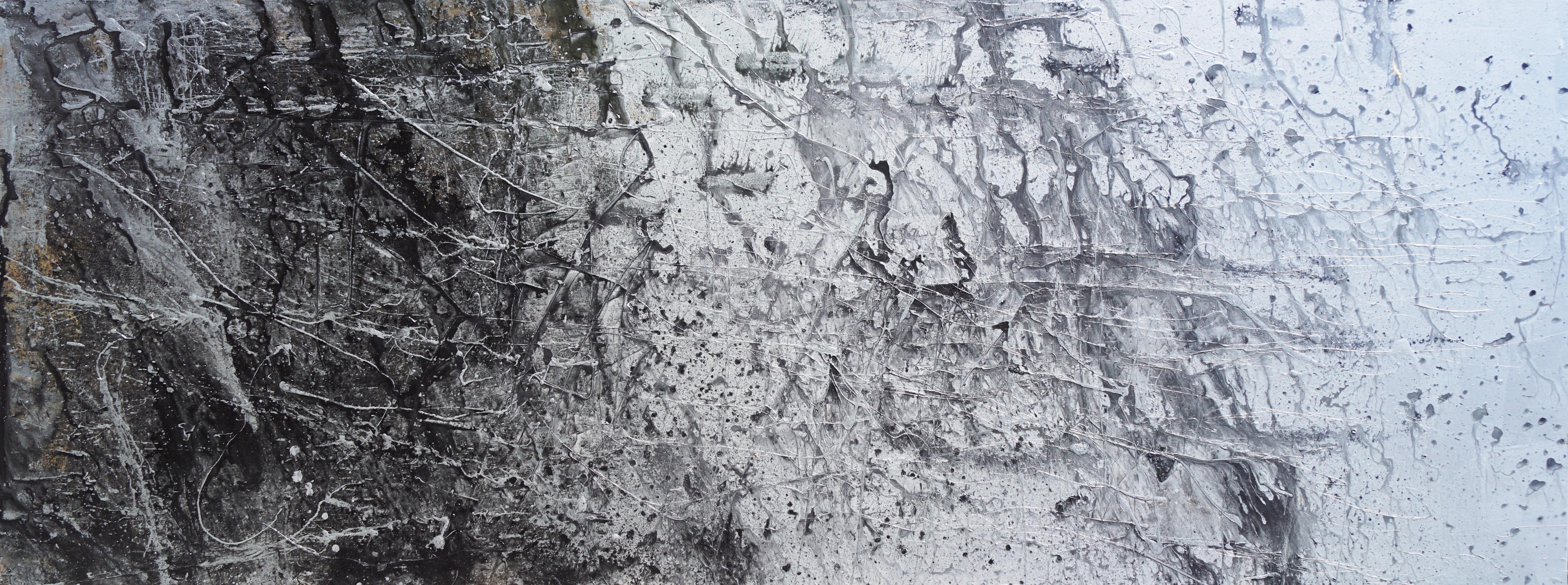 "A la bataille" astratto, vernice a spruzzo pigmenti su  Wood 250x90cm