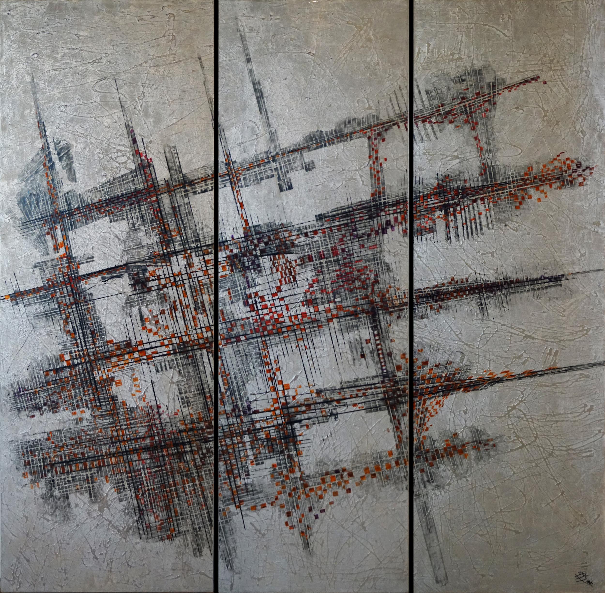 Olivier Ebel Abstract Painting - "An air of riviera" abstract painting  varnishes pigment on wood 250x250cm