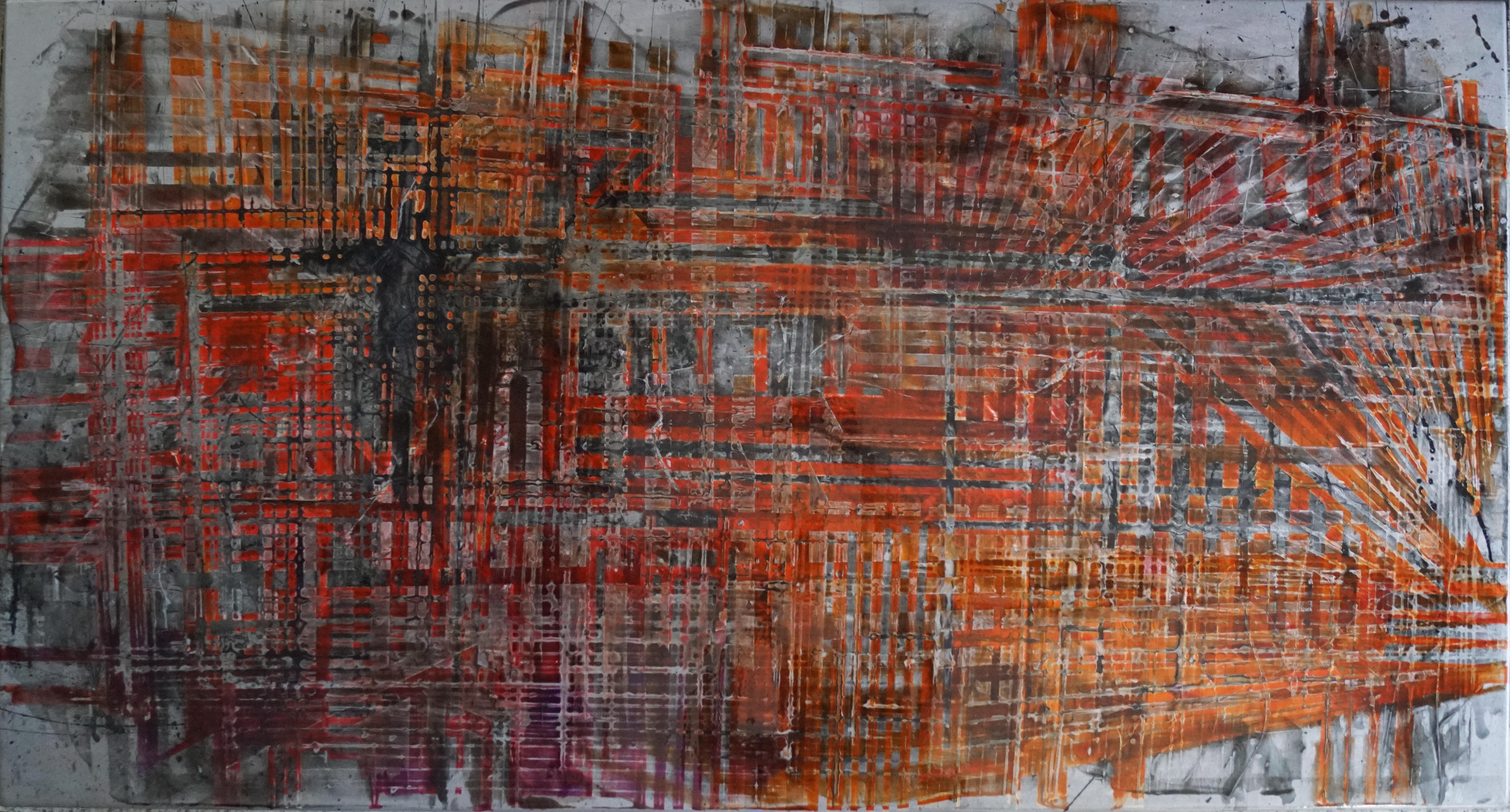 "Artefac 1er" abstract varnishes pigment on wood panel 160x90cm 2021