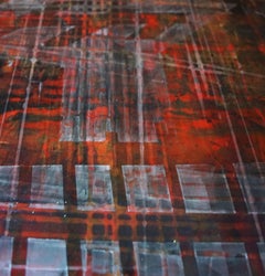 "Ciudad Negra" pintura abstracta  barnices pigmento sobre madera 210x120cm