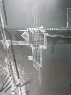 astratto "Cash" pigmenti di vernice spray su piastra in acciaio 105x85cm