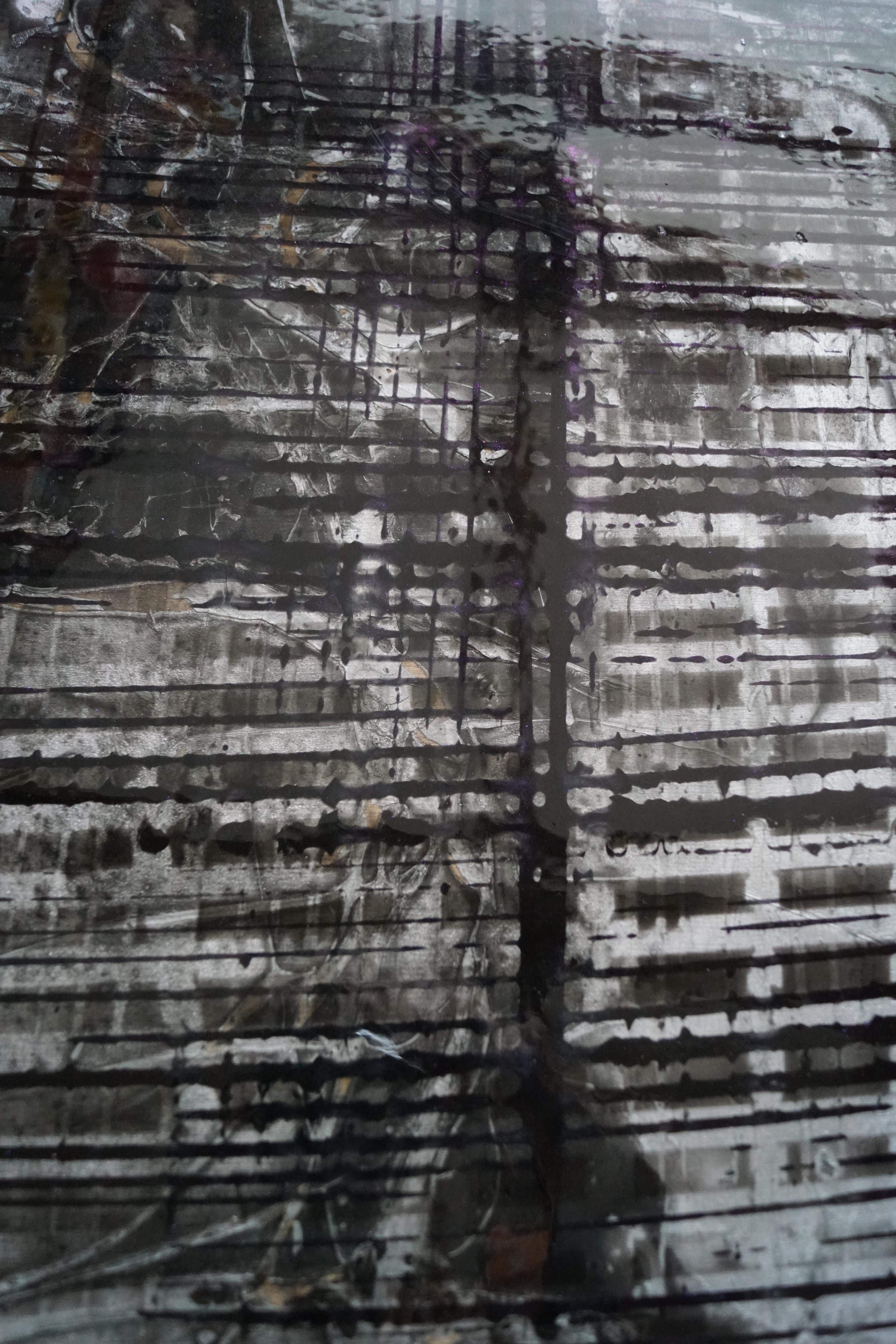 „Coucou 2“ Abstrakte Lackierung von Pigmenten auf Holzplatte 125x100cm  2021 im Angebot 2