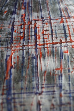 "Banana" abstract painting  varnishes pigment on wood 75x73cm