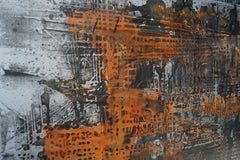 abstracto Pigmento de barniz "Inflamable  tablero de madera 91x150cm negro naranja ebel