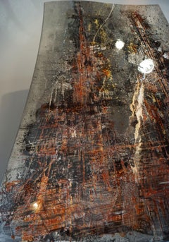 "Flamboyant II" abstract  painting solvent paints masking resins 128x95cm