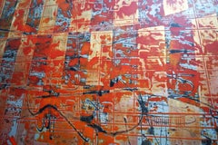 "Traces" abstract painting  varnishes pigment on wood 210x120cm