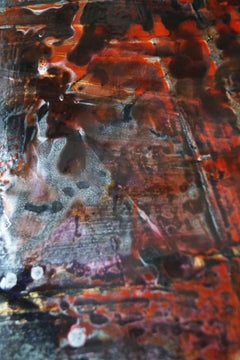 "Wanted" abstract painting varnish pigment on wood panel 120x192cm