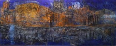 "Di notte" astratto, vernice spray pigmenti su  Wood 250x100cm