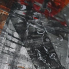 "Corner of the eye" abstract painting  varnishes pigment on wood 70x140 cm