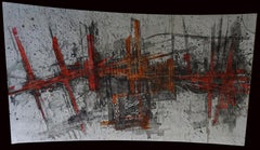 "Couleur M.I.R." abstract painting  varnishes pigment on wood 70x140 cm