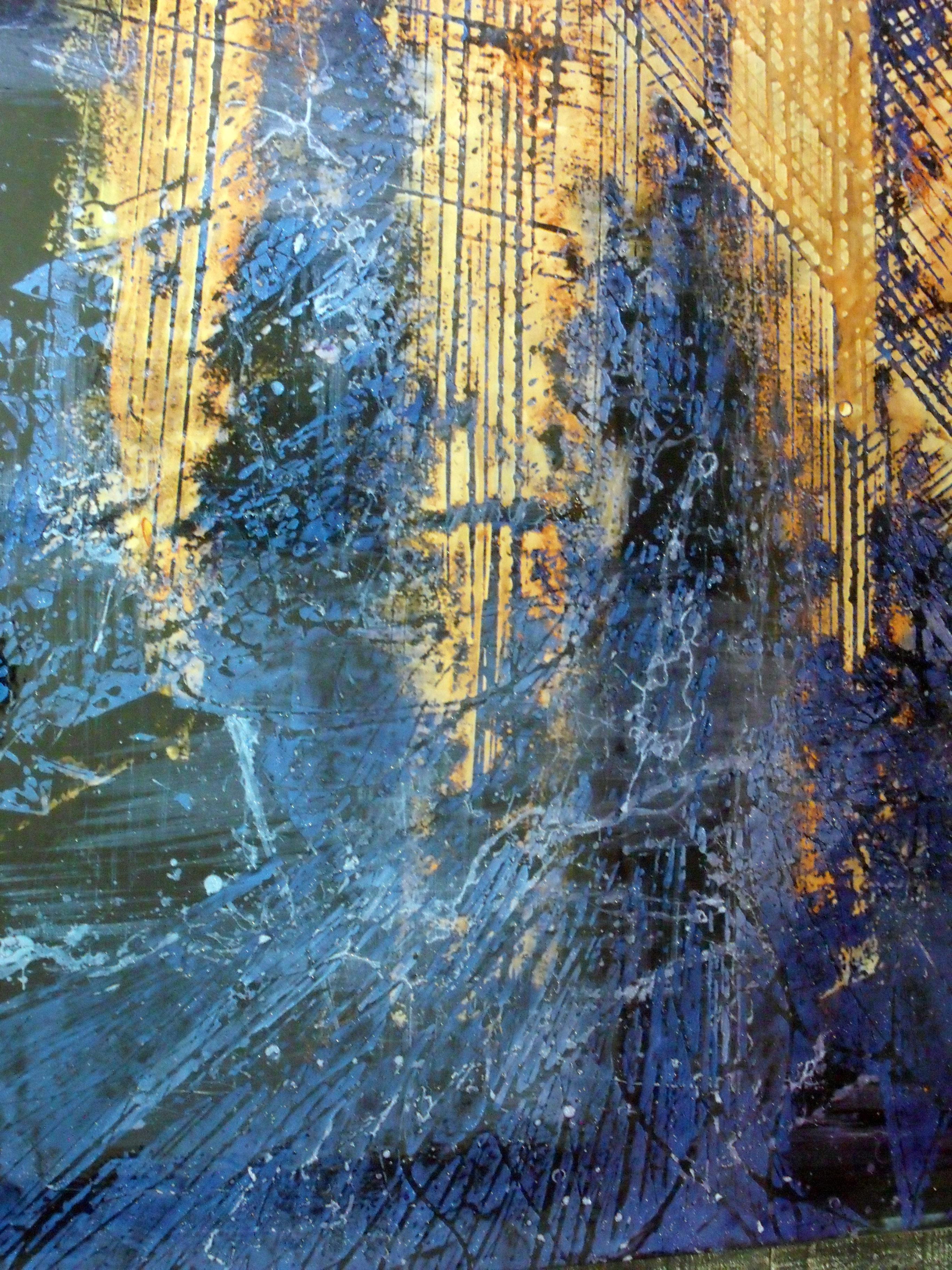 Peintures de vernis abstraites en spray « Fluids » sur  Wood 150x100cm en vente 7