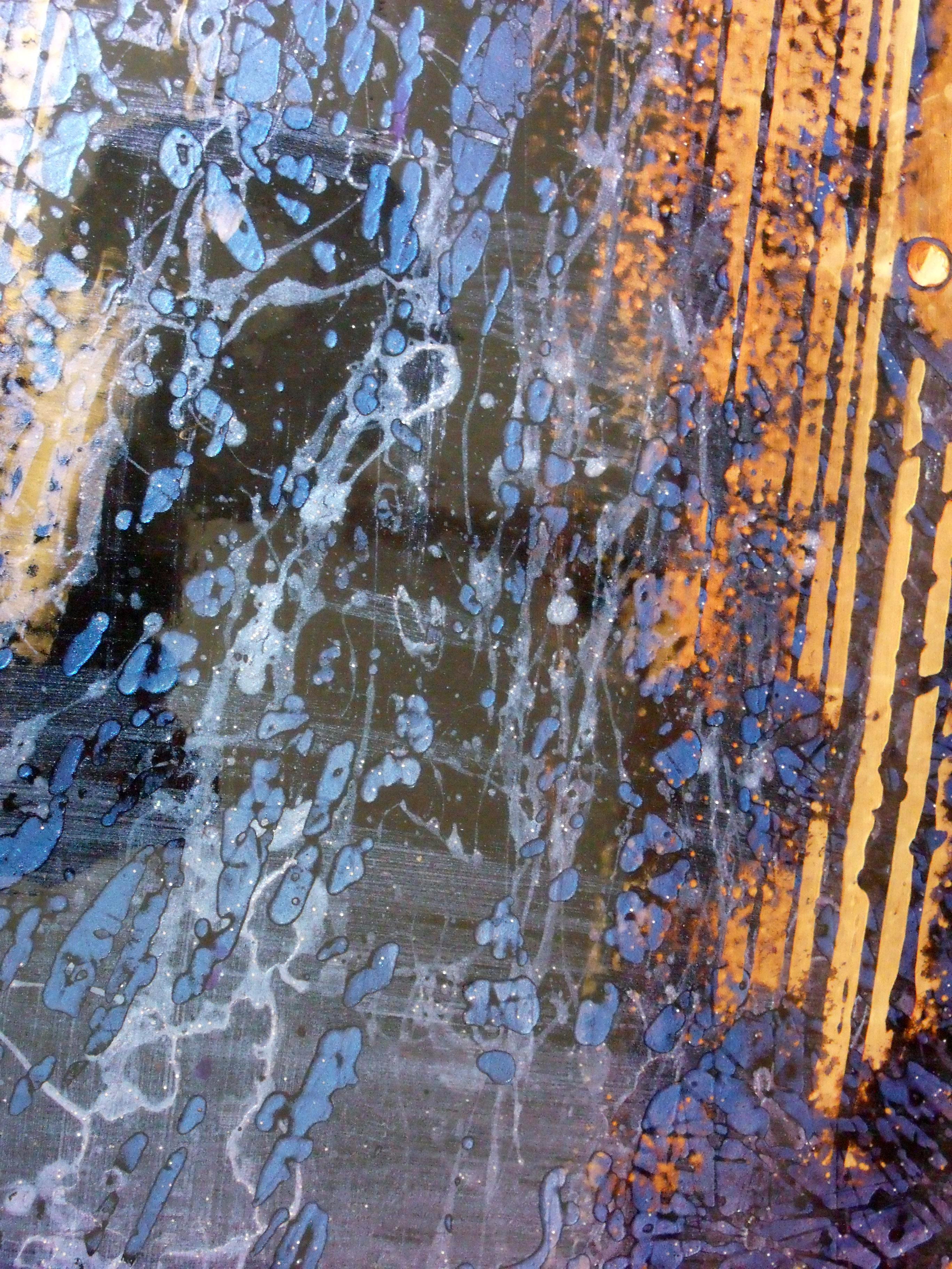 Peintures de vernis abstraites en spray « Fluids » sur  Wood 150x100cm - Painting de Olivier Ebel